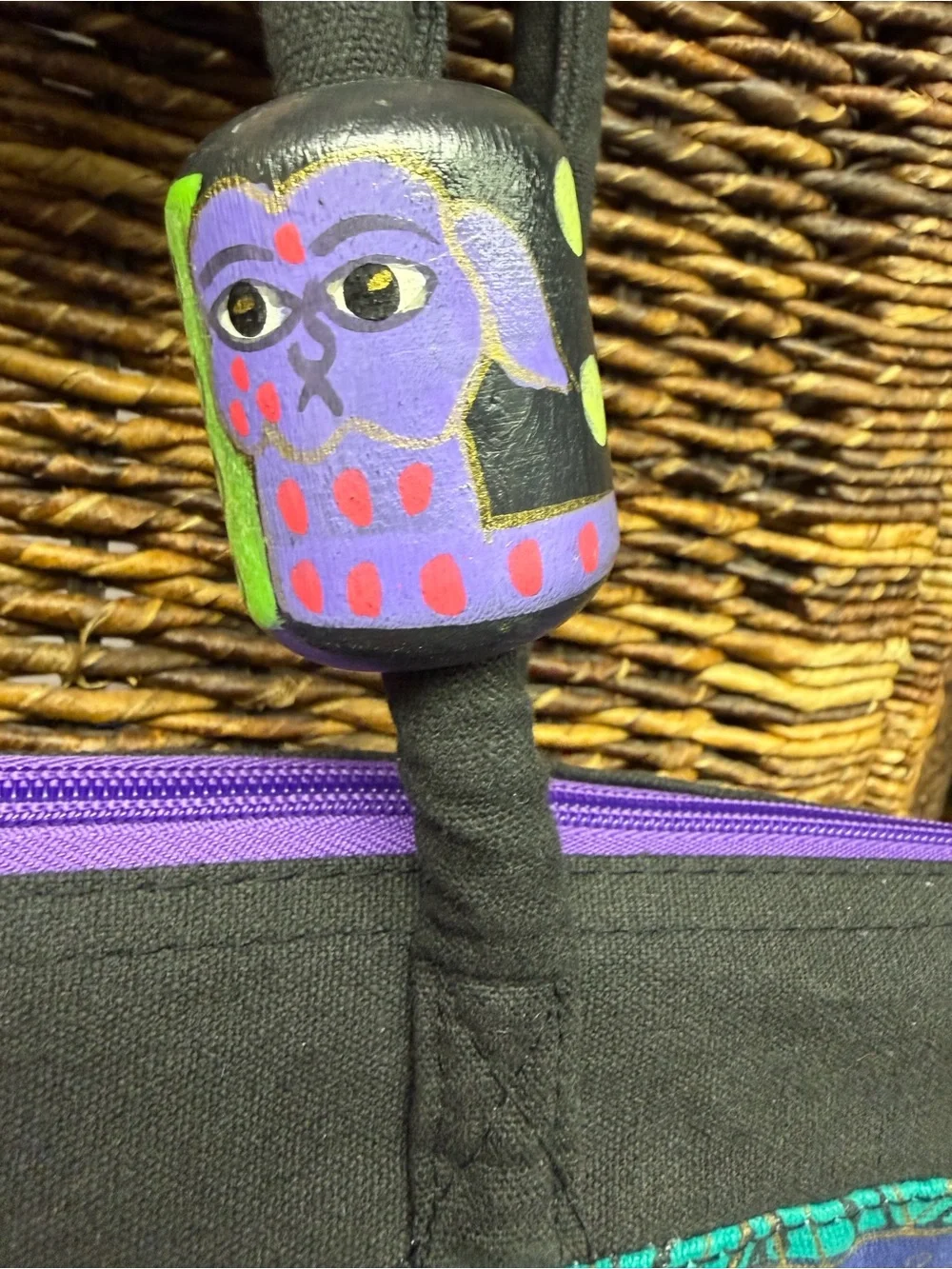 Laurel Burch-Colorful Patchwork Dogs‎ Duffle Bag - Black & Multicolor